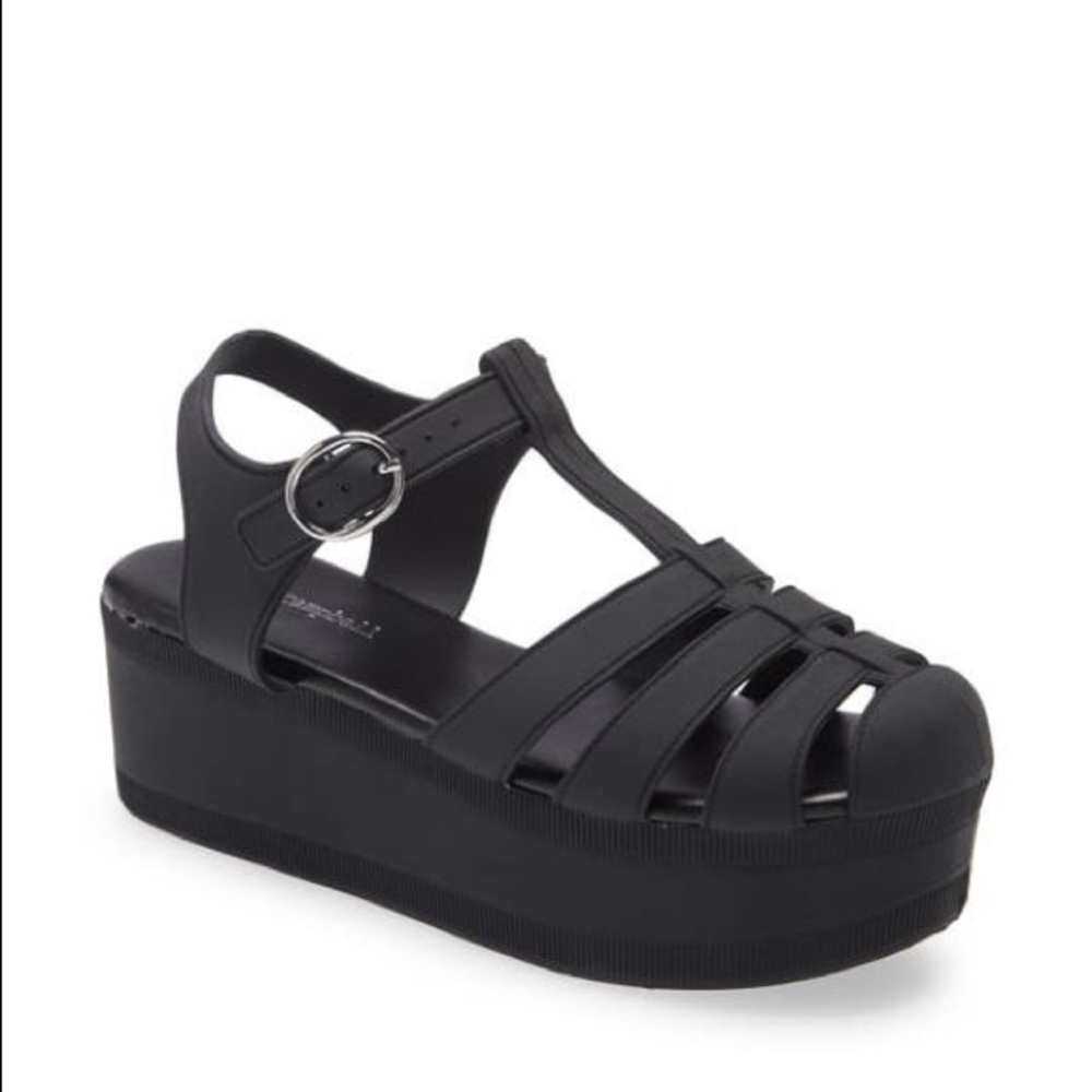 Jeffrey Campbell free people black platform sandals size 10